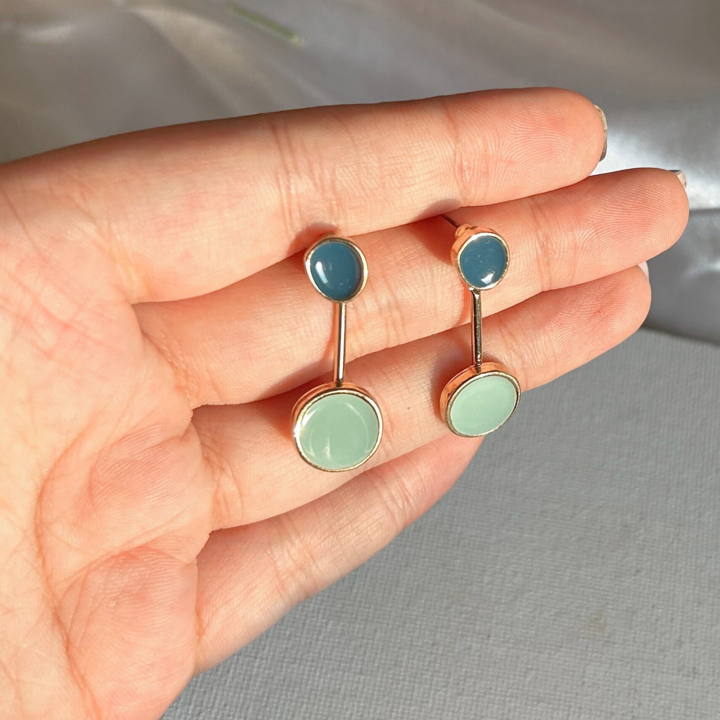 Teal Blue Circular Earrings