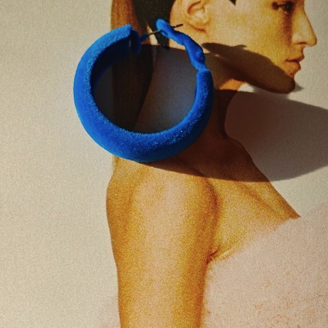 Electric blue Velvet Hoops