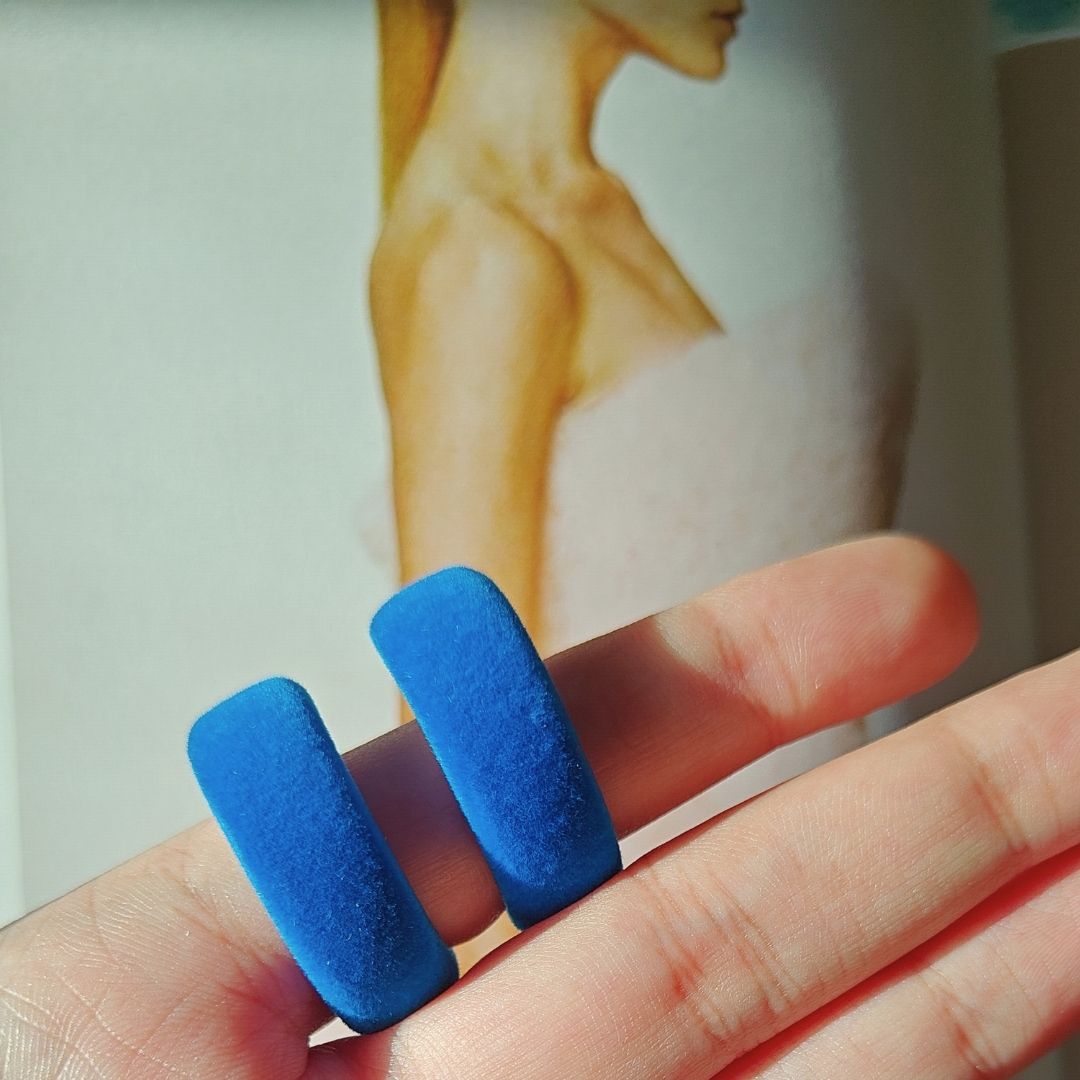 Electric blue Velvet Hoops