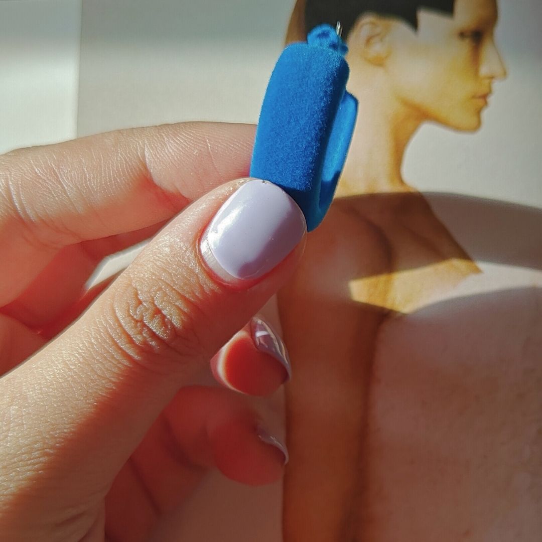Electric blue Velvet Hoops