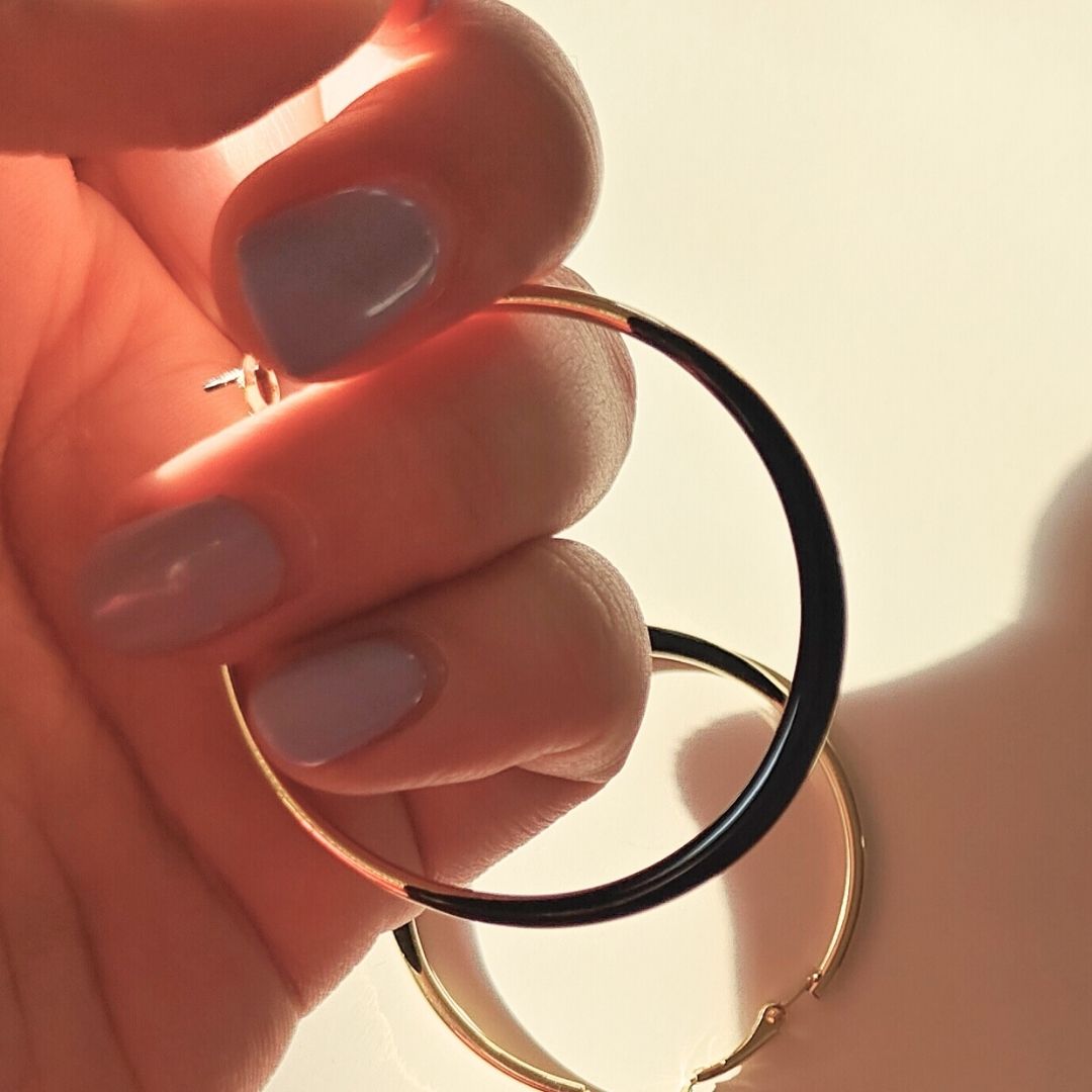 Corporate girlie golden black hoops
