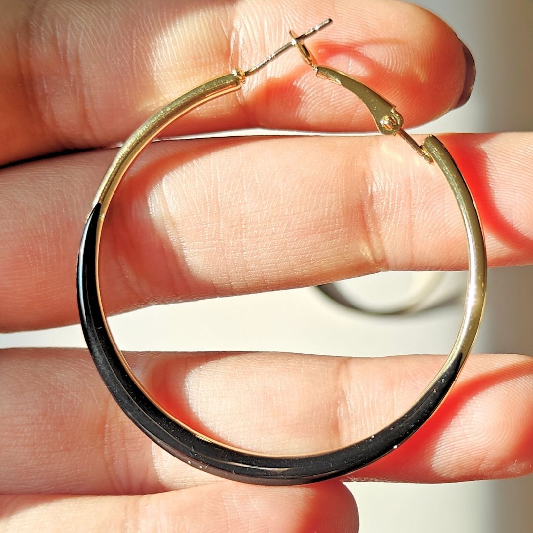 Corporate girlie golden black hoops