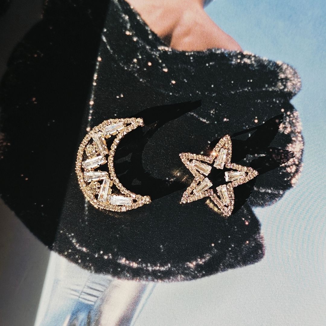 Moon and star studs