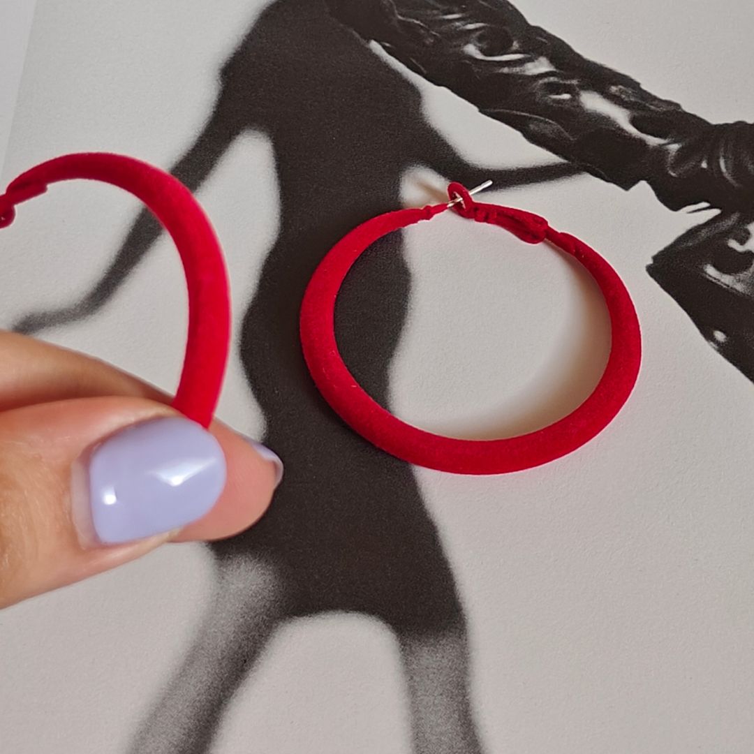 Red Velvet Hoop Earrings