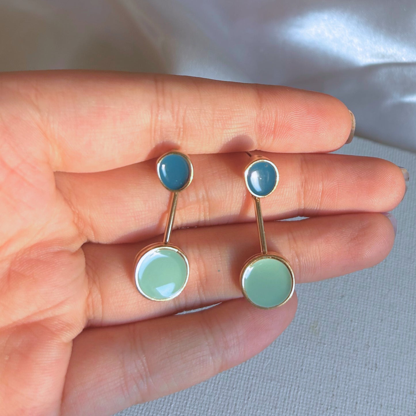 Teal Blue Circular Earrings