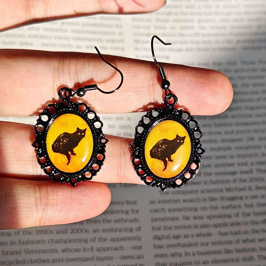 Black cat vintage earrings
