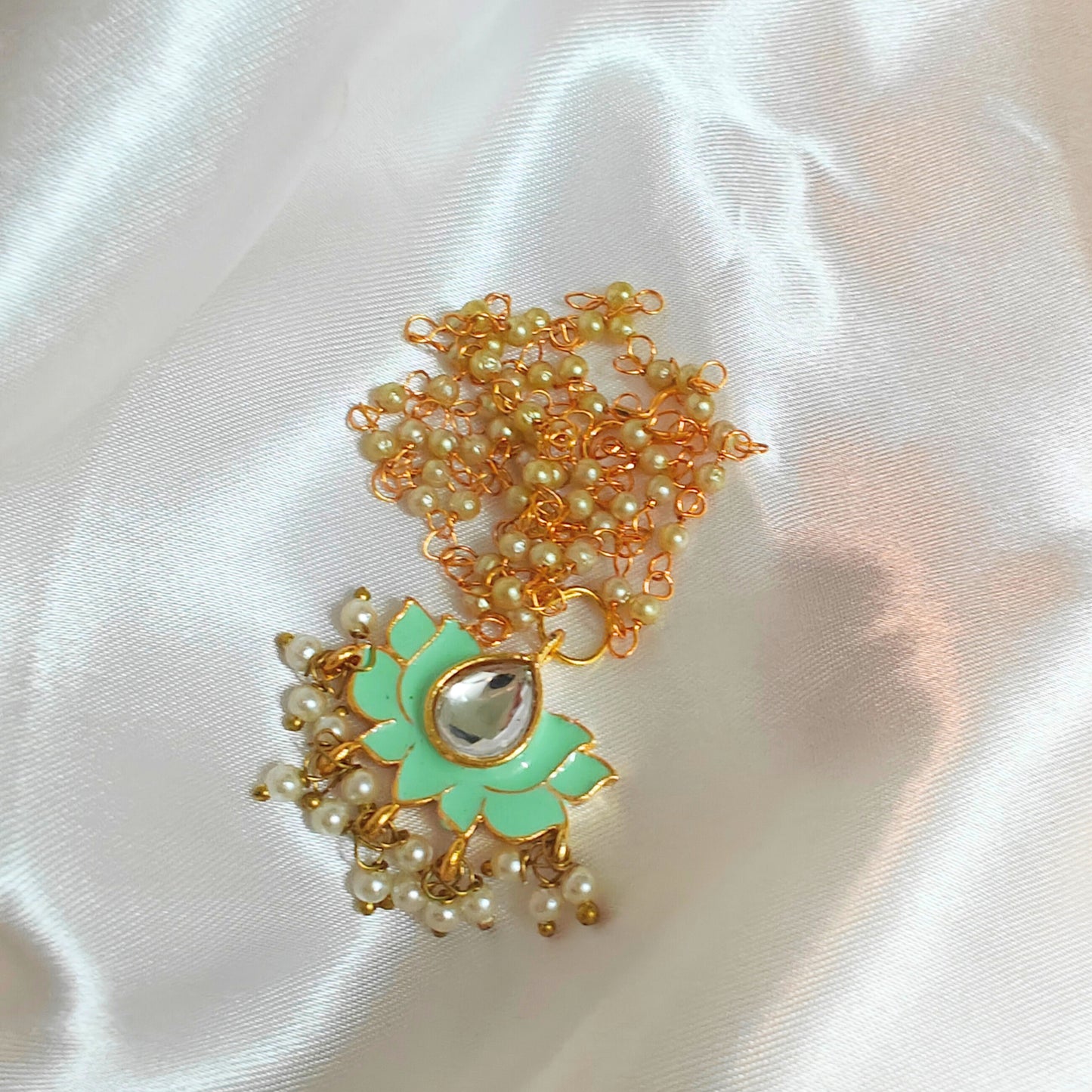 Green Lotus bloom necklace