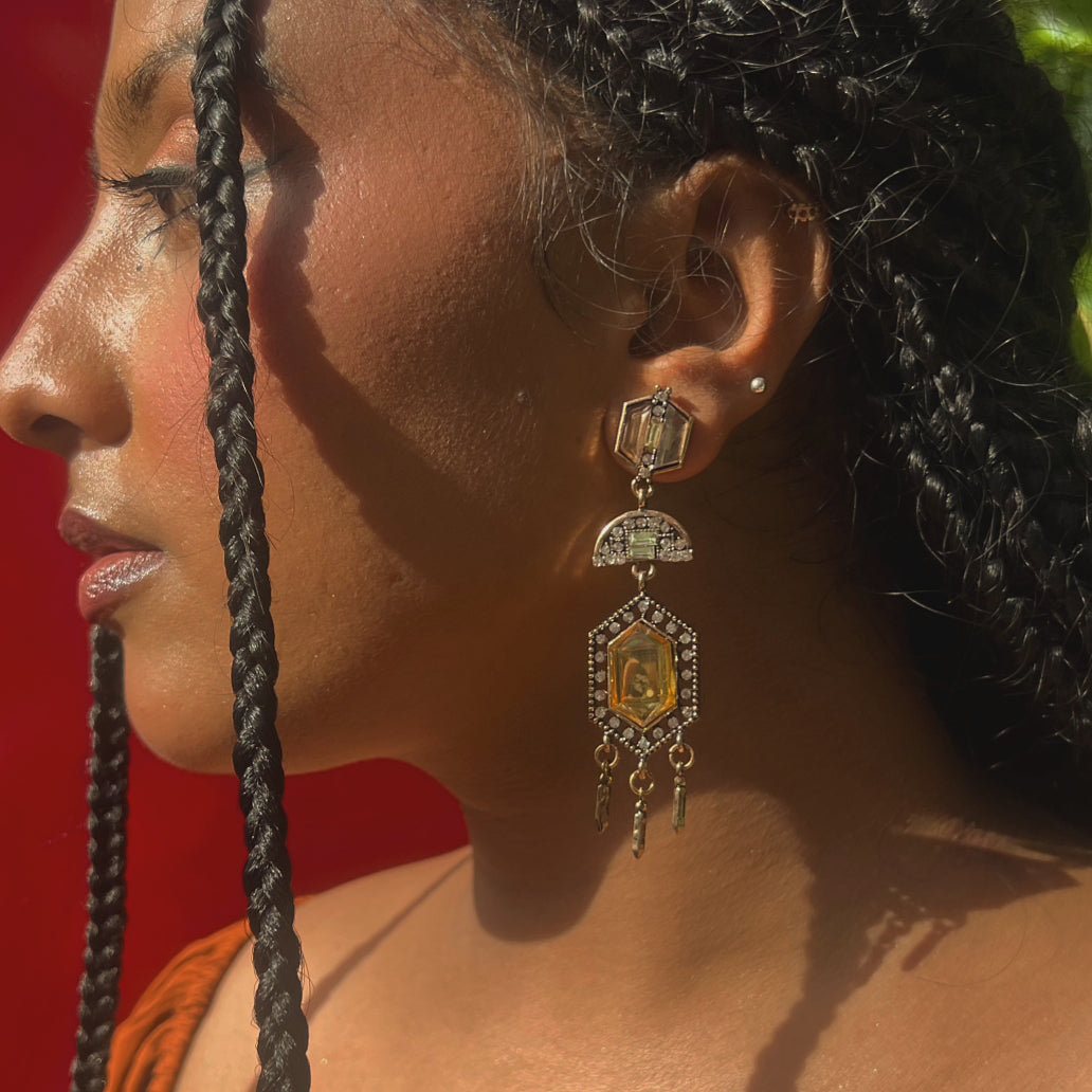 Arabian yellow nights earrings.