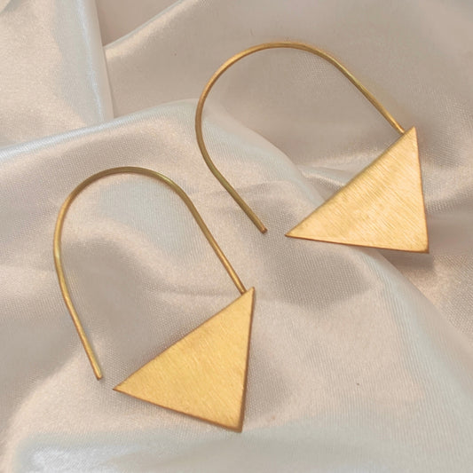 Bermuda brass triangle statement earrings