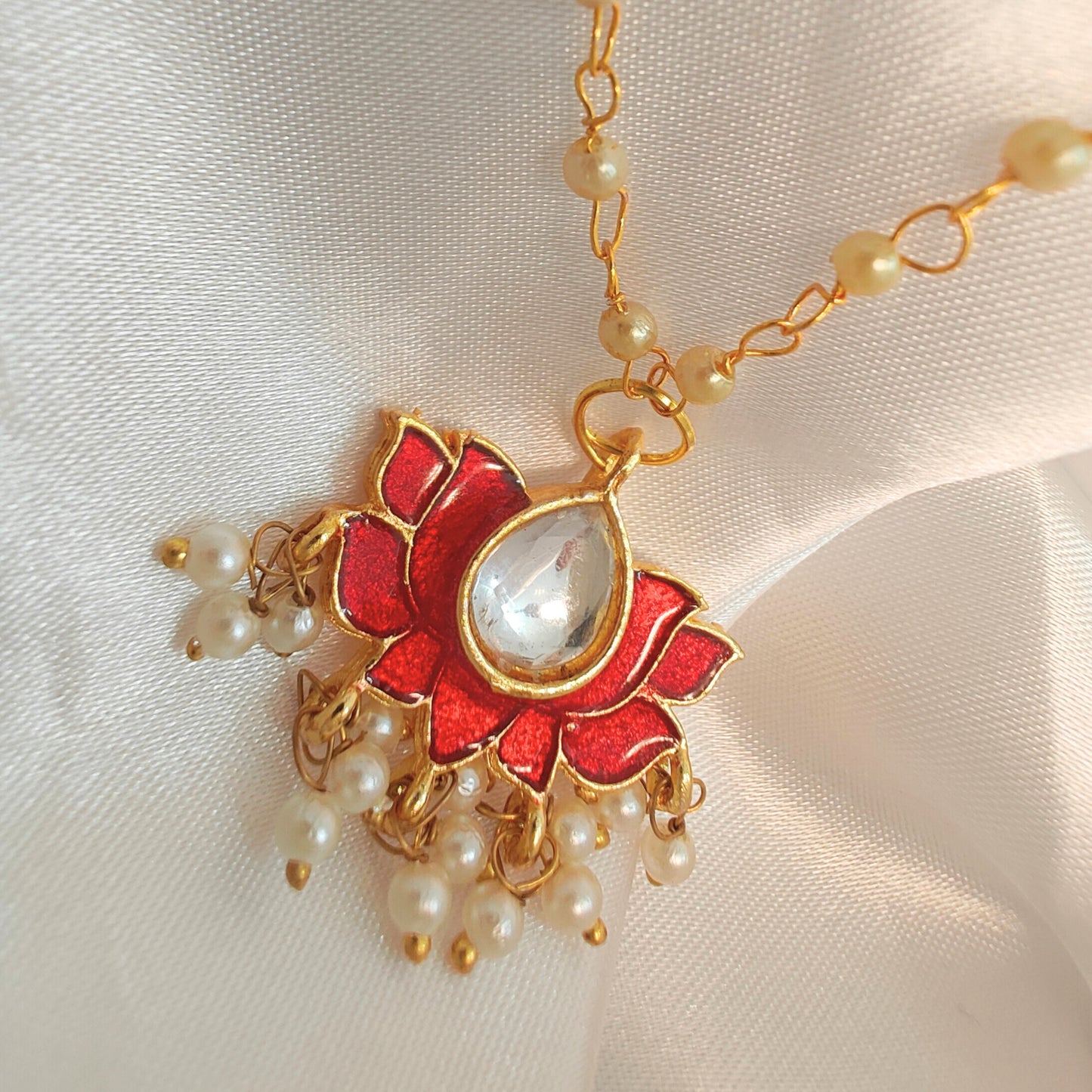 Red lotus bloom necklace