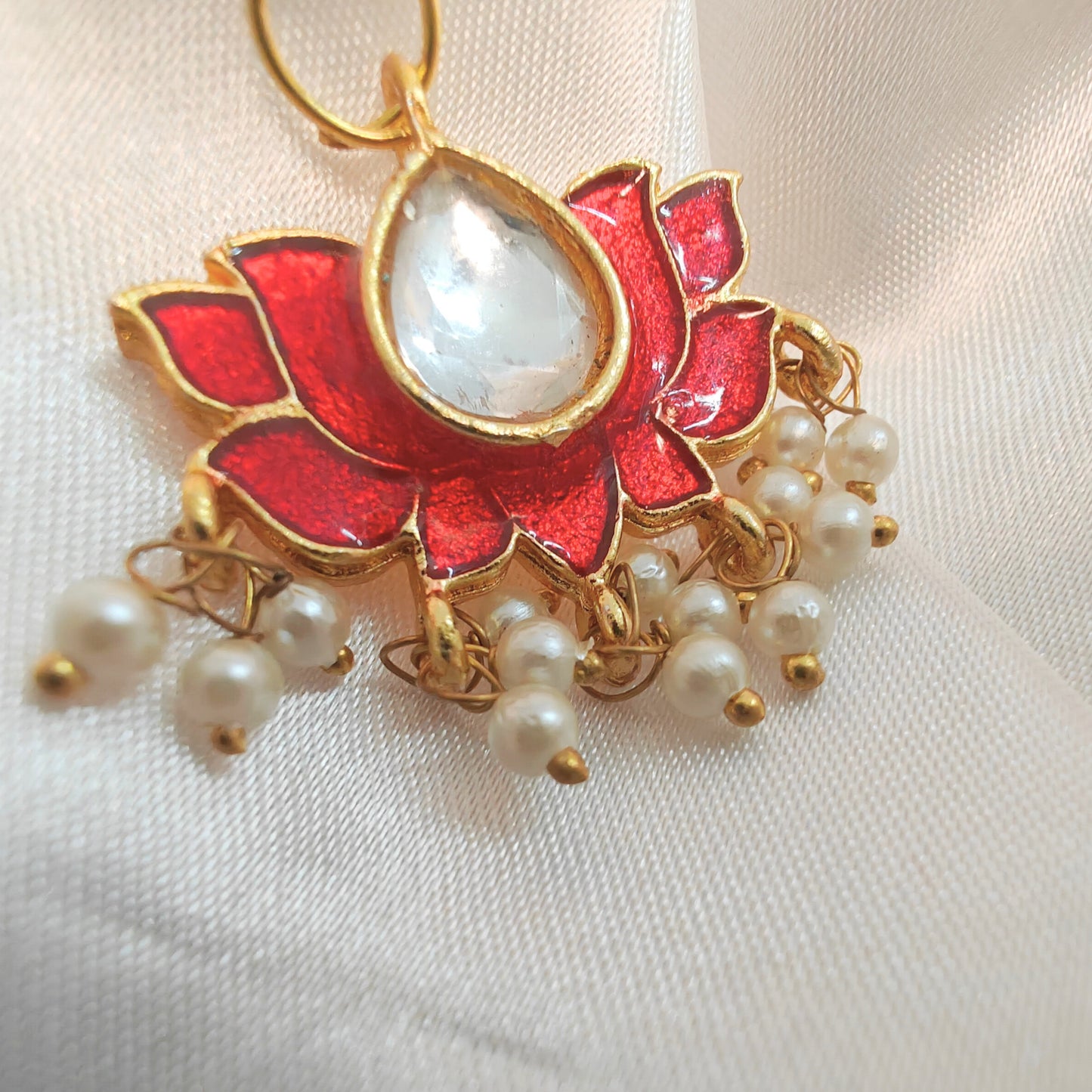 Red lotus bloom necklace